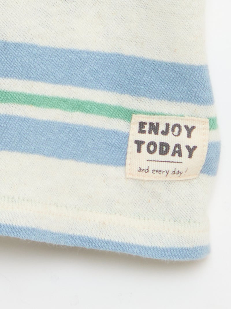 T-shirt a righe in jersey di cotone e lino Blu - Kiabi