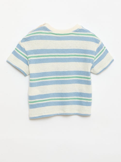 T-shirt a righe in jersey di cotone e lino - Kiabi