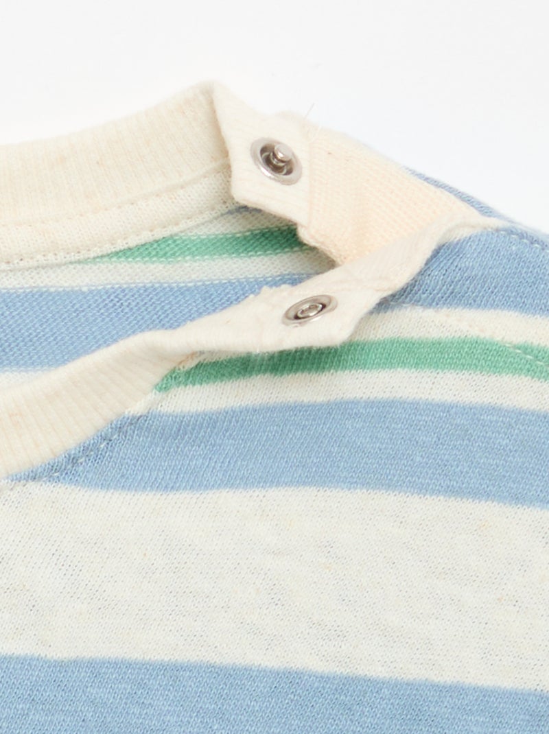 T-shirt a righe in jersey di cotone e lino Blu - Kiabi