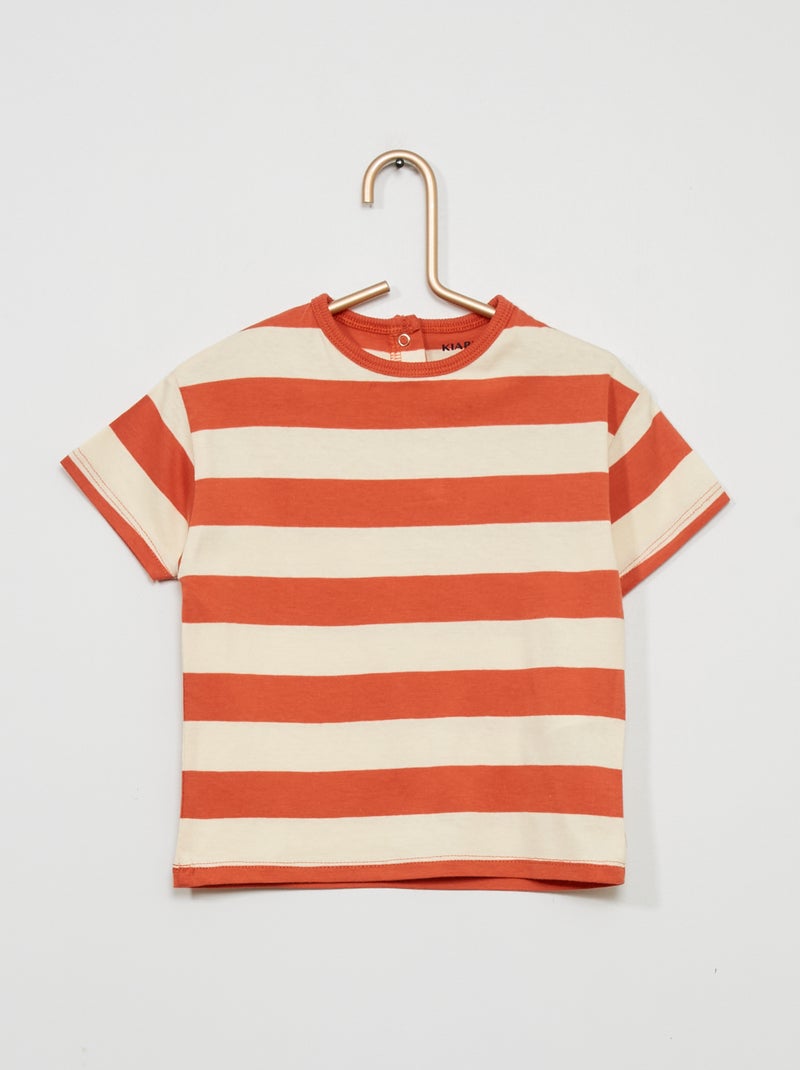 T-shirt a righe in jersey ROSSO - Kiabi