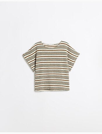T-shirt a righe in maglia rustica, mo fashion
