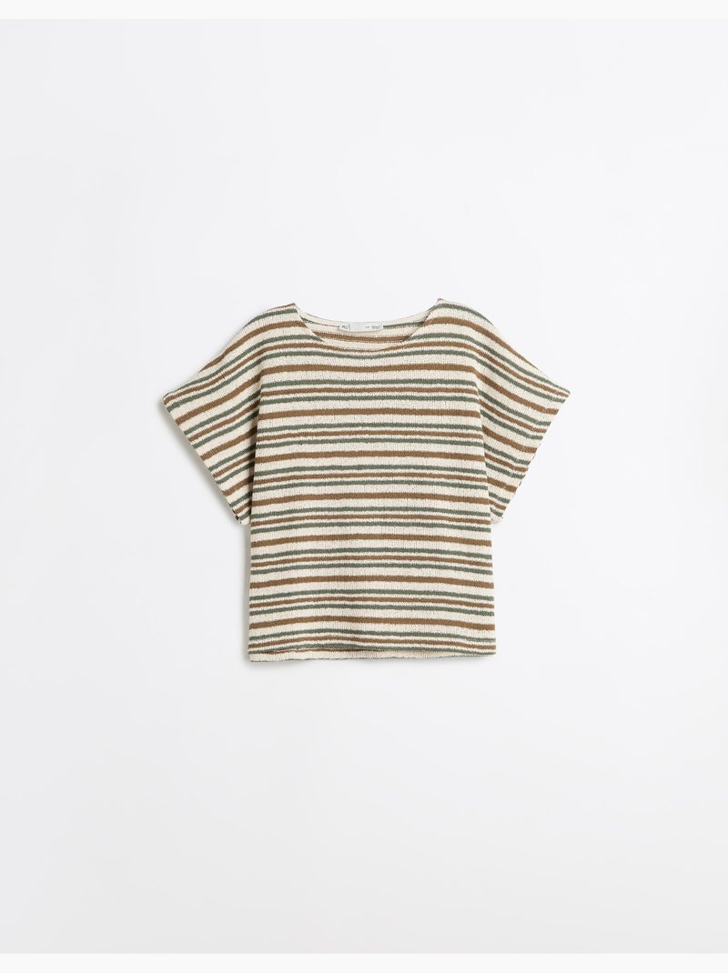 T-shirt a righe in maglia rustica, mo fashion Marrone - Kiabi
