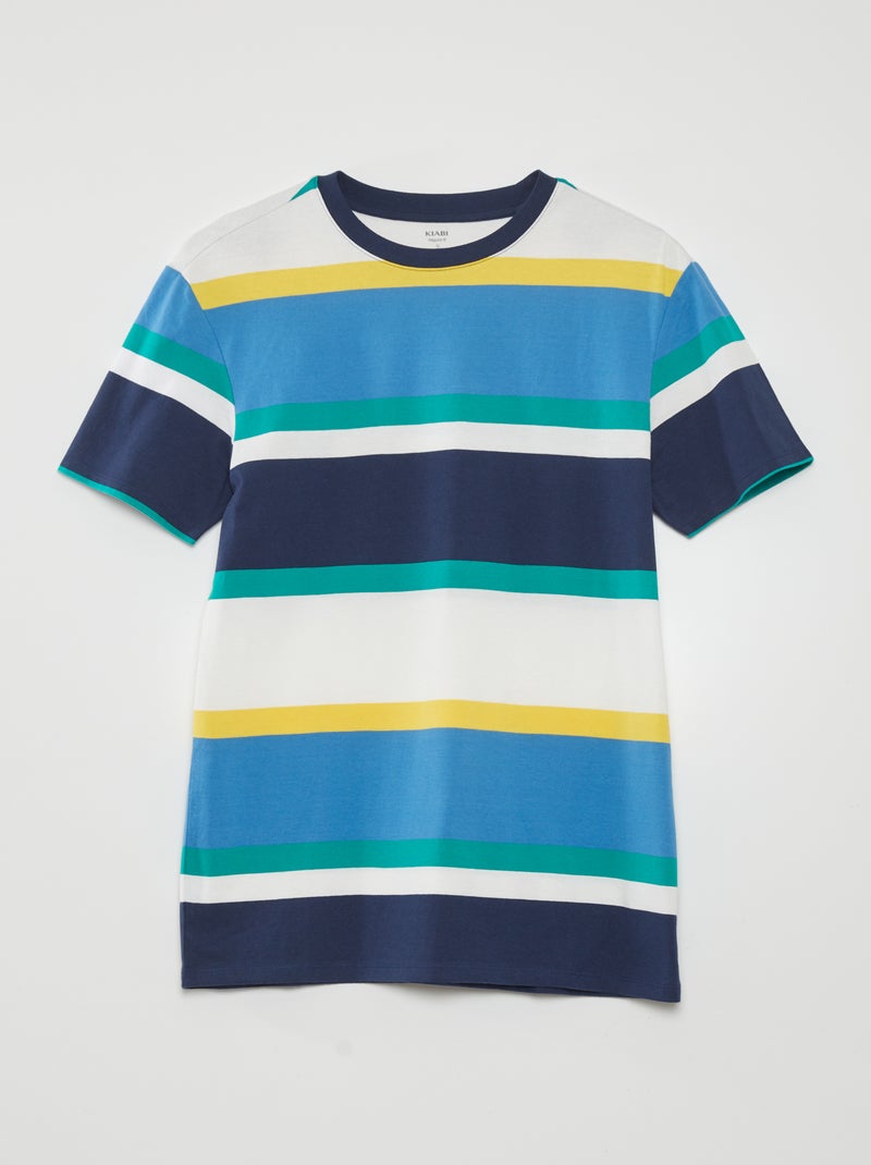 T-shirt a righe larghe colorate BLU - Kiabi