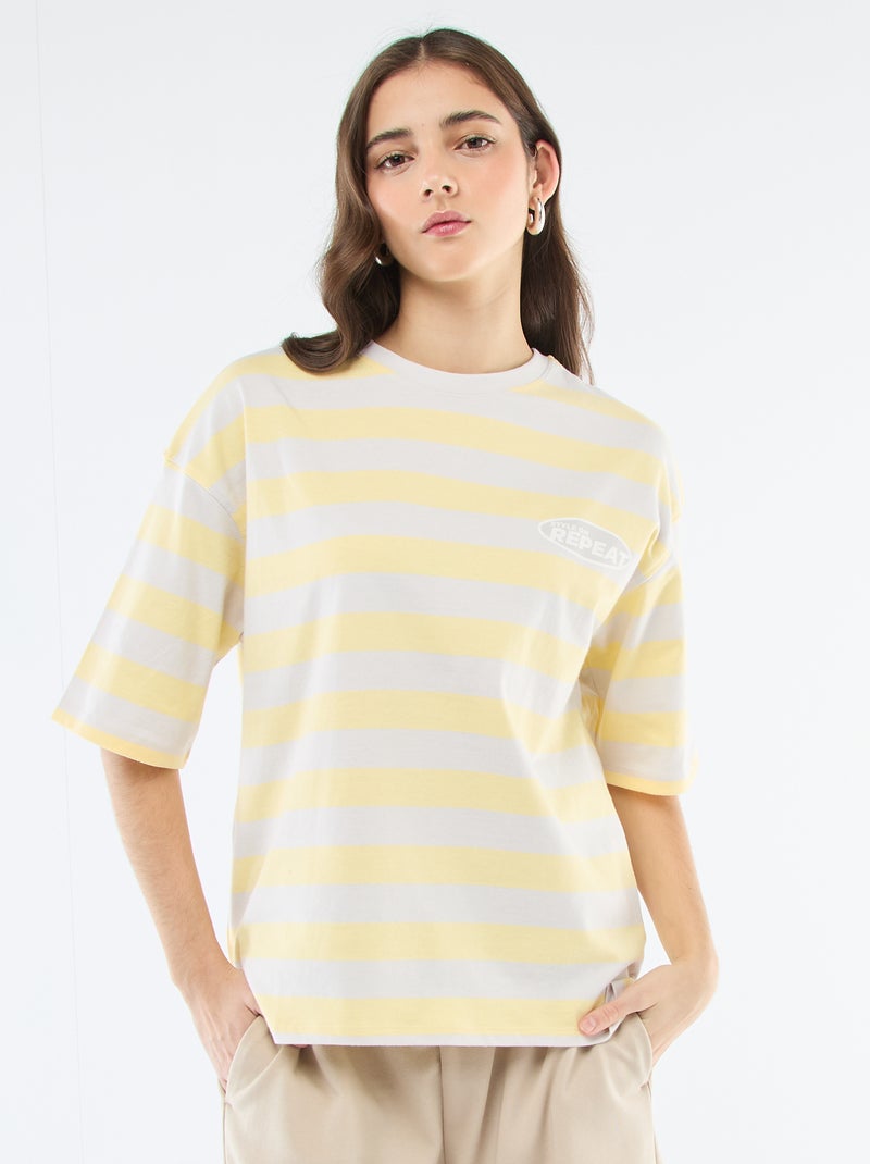 T-shirt a righe larghe Grigio - Kiabi