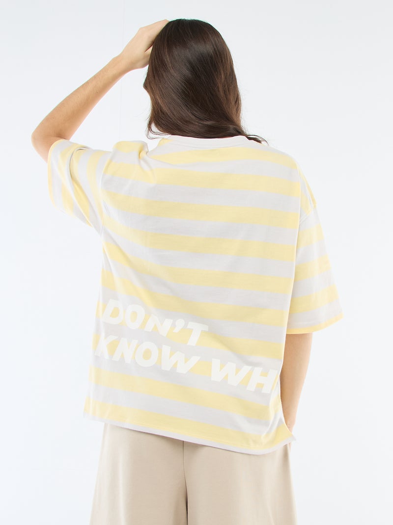T-shirt a righe larghe Grigio - Kiabi
