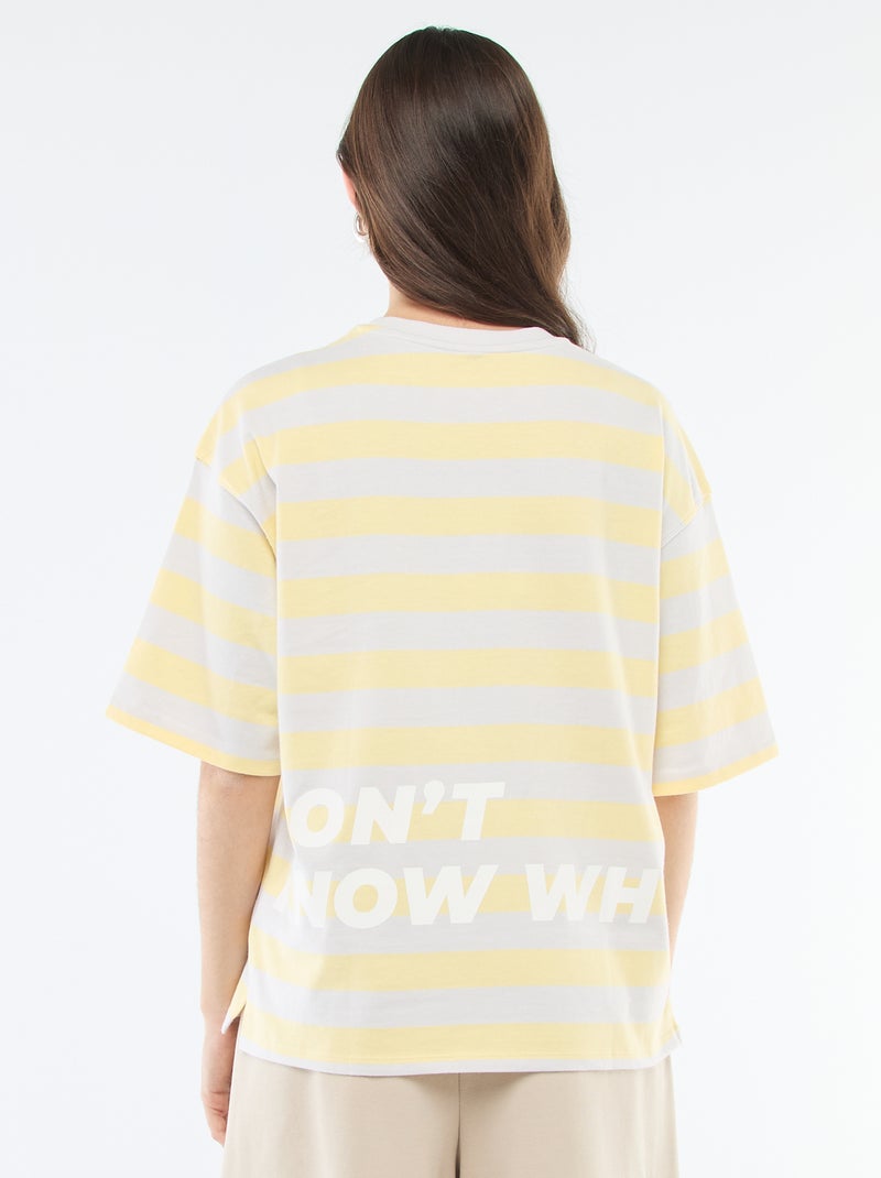 T-shirt a righe larghe Grigio - Kiabi