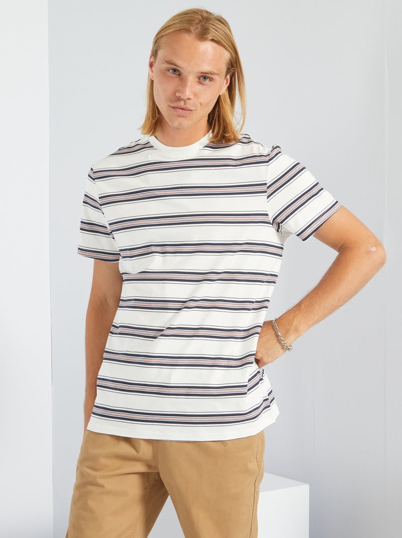 T-shirt a righe maniche corte BIANCO - Kiabi