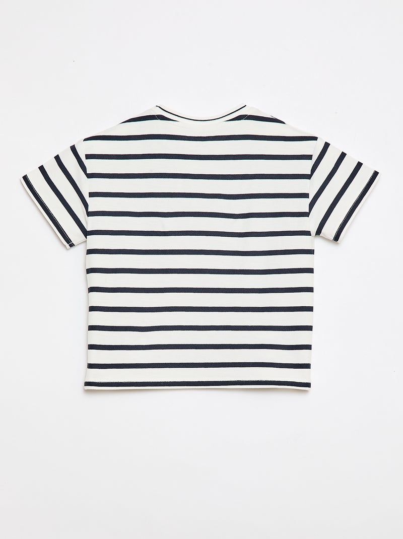 T-shirt a righe maniche corte in cotone Bianco - Kiabi