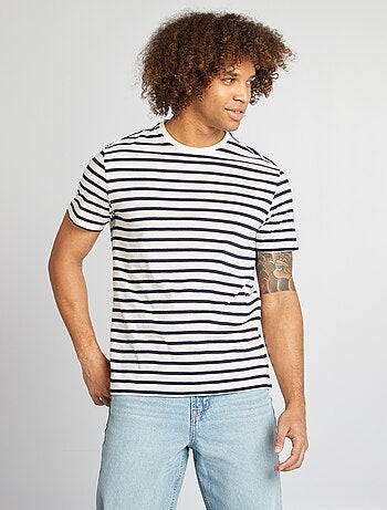 T-shirt a righe maniche corte scollo tondo