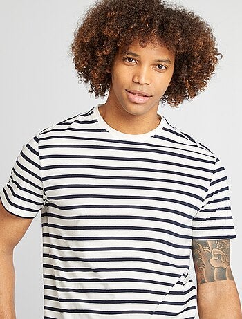 T-shirt a righe maniche corte scollo tondo