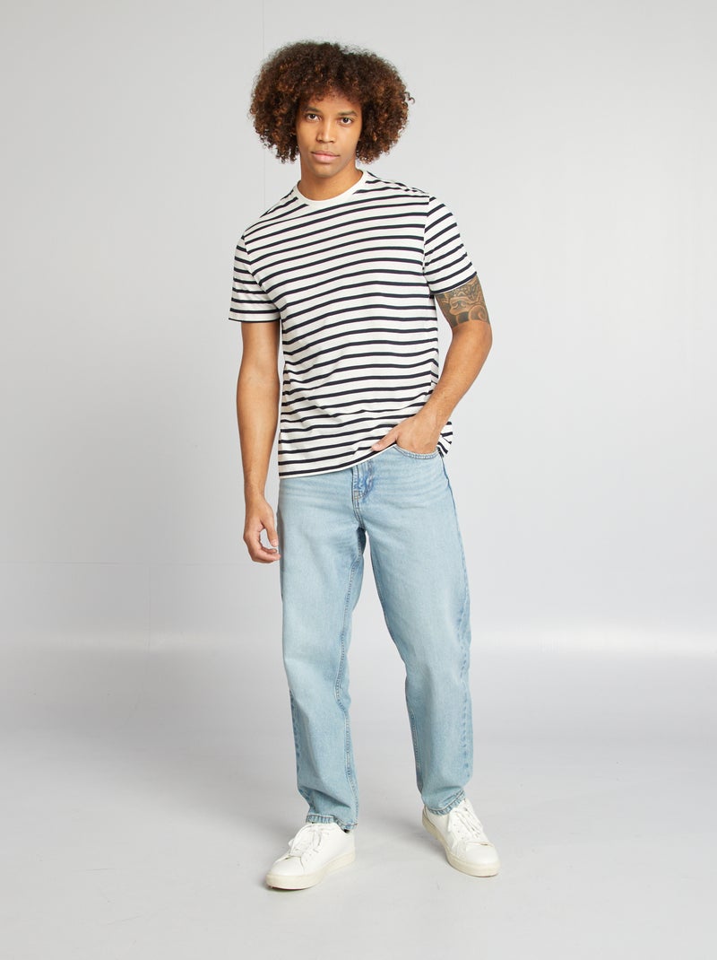 T-shirt a righe maniche corte scollo tondo BIANCO - Kiabi