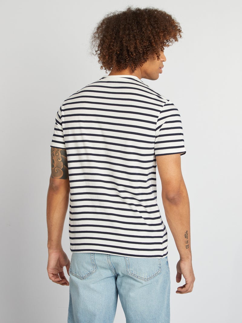 T-shirt a righe maniche corte scollo tondo BIANCO - Kiabi