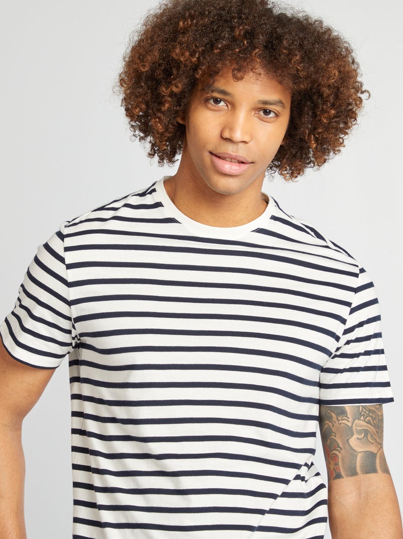 T-shirt a righe maniche corte scollo tondo BIANCO - Kiabi