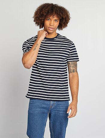 T-shirt a righe maniche corte scollo tondo