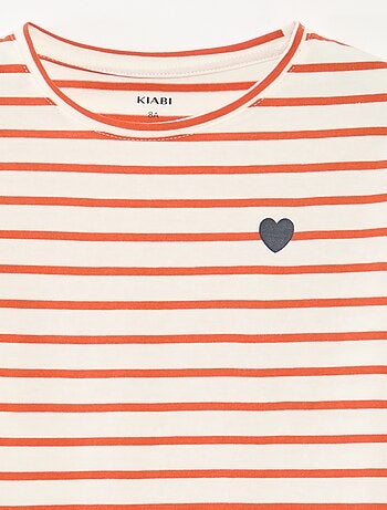 T-shirt a righe maniche lunghe e scollo tondo