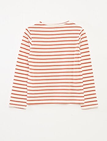 T-shirt a righe maniche lunghe e scollo tondo