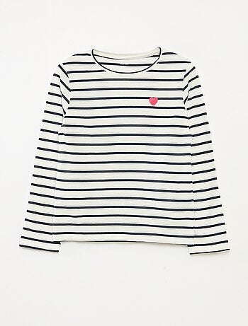 T-shirt a righe maniche lunghe e scollo tondo