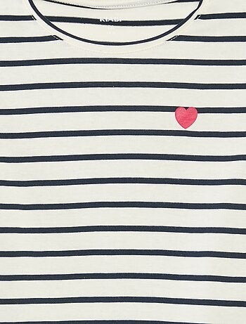 T-shirt a righe maniche lunghe e scollo tondo
