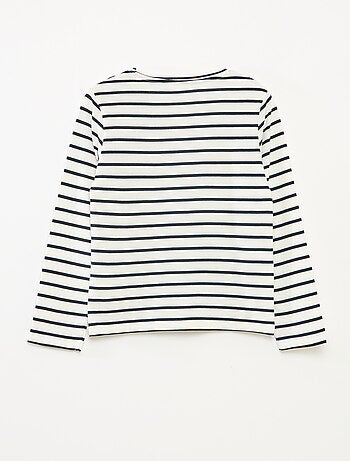 T-shirt a righe maniche lunghe e scollo tondo