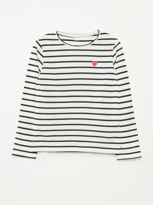 T-shirt a righe maniche lunghe e scollo tondo - Kiabi