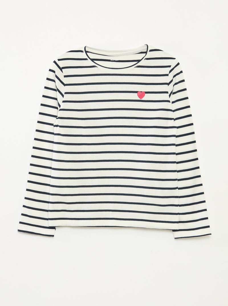 T-shirt a righe maniche lunghe e scollo tondo Blu - Kiabi