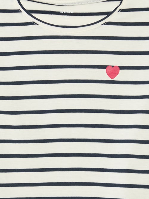 T-shirt a righe maniche lunghe e scollo tondo - Kiabi