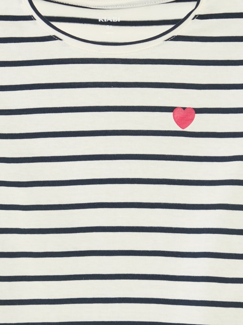 T-shirt a righe maniche lunghe e scollo tondo Blu - Kiabi