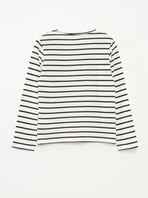 T-shirt a righe maniche lunghe e scollo tondo - Kiabi