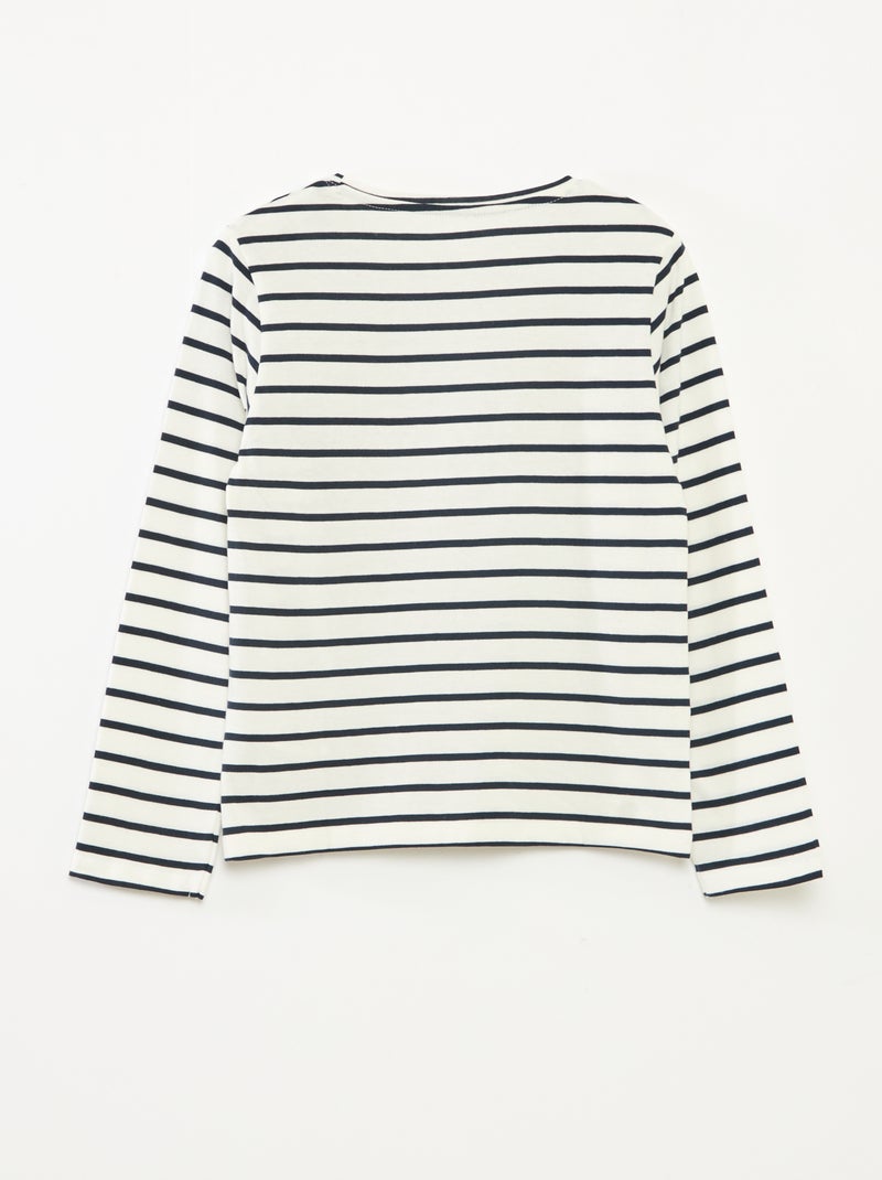 T-shirt a righe maniche lunghe e scollo tondo Blu - Kiabi