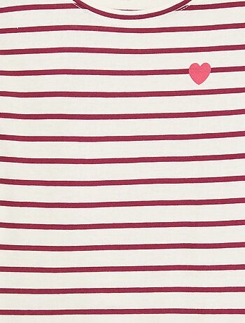 T-shirt a righe maniche lunghe e scollo tondo