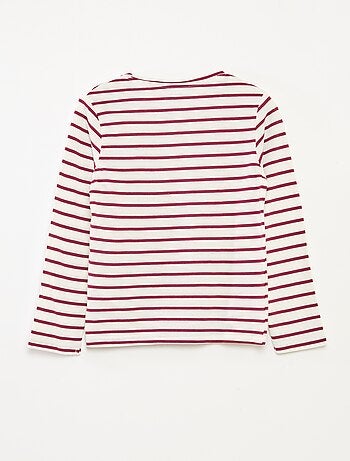 T-shirt a righe maniche lunghe e scollo tondo