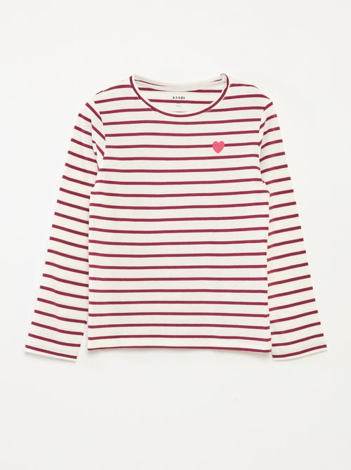T-shirt a righe maniche lunghe e scollo tondo - Kiabi