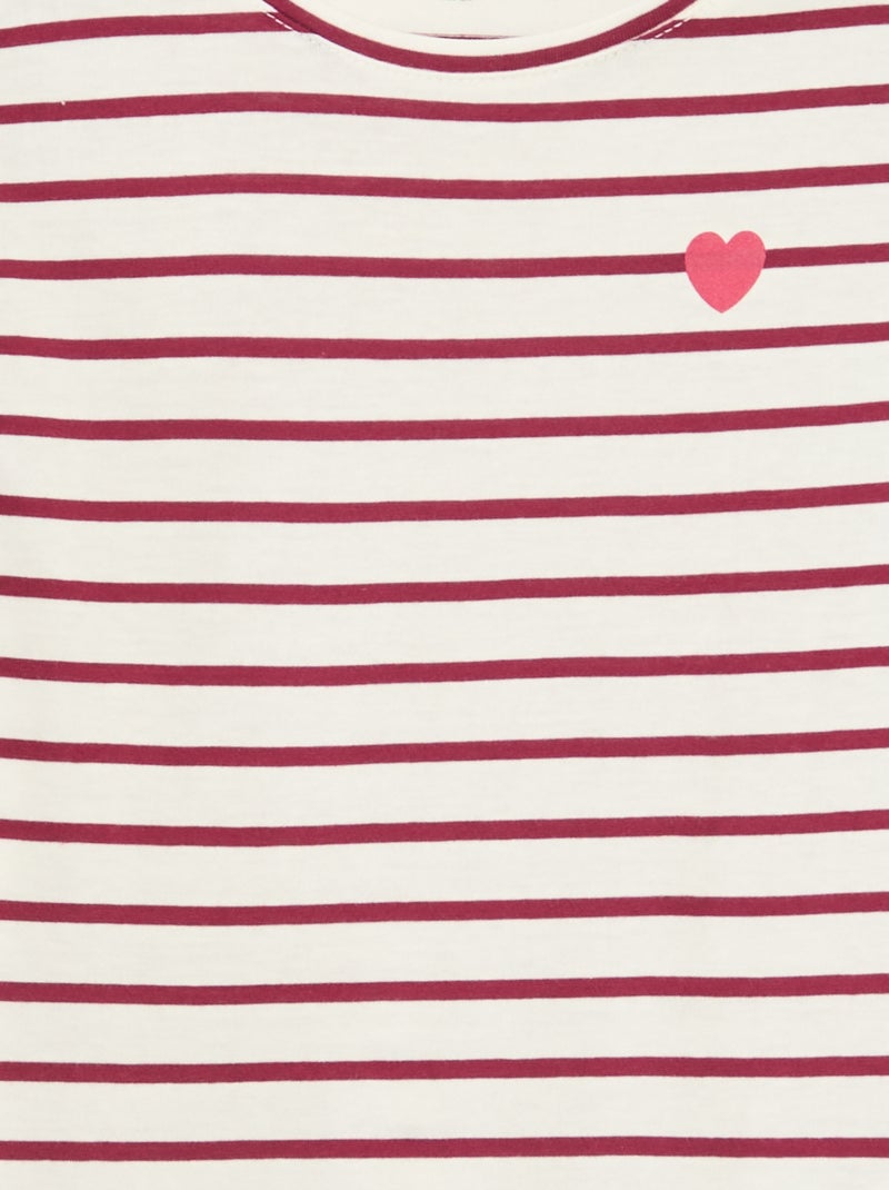 T-shirt a righe maniche lunghe e scollo tondo Rosso - Kiabi