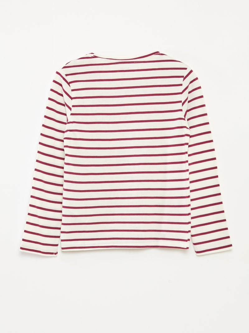T-shirt a righe maniche lunghe e scollo tondo Rosso - Kiabi