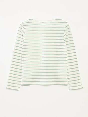 T-shirt a righe maniche lunghe e scollo tondo