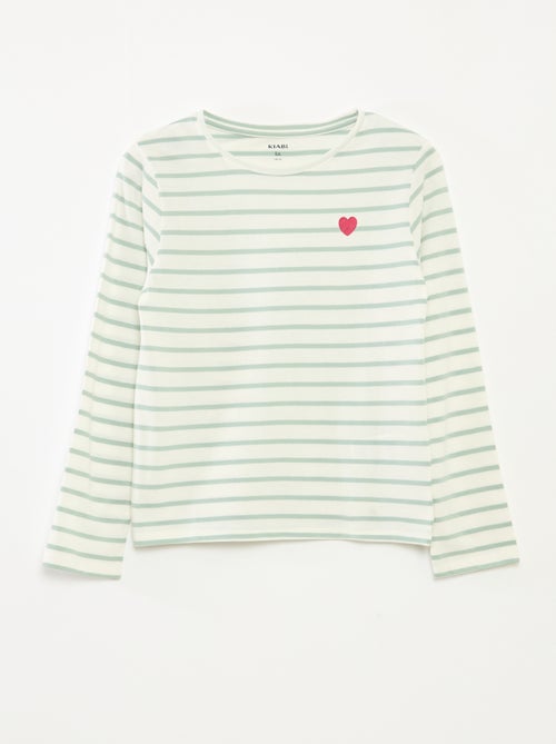 T-shirt a righe maniche lunghe e scollo tondo - Kiabi