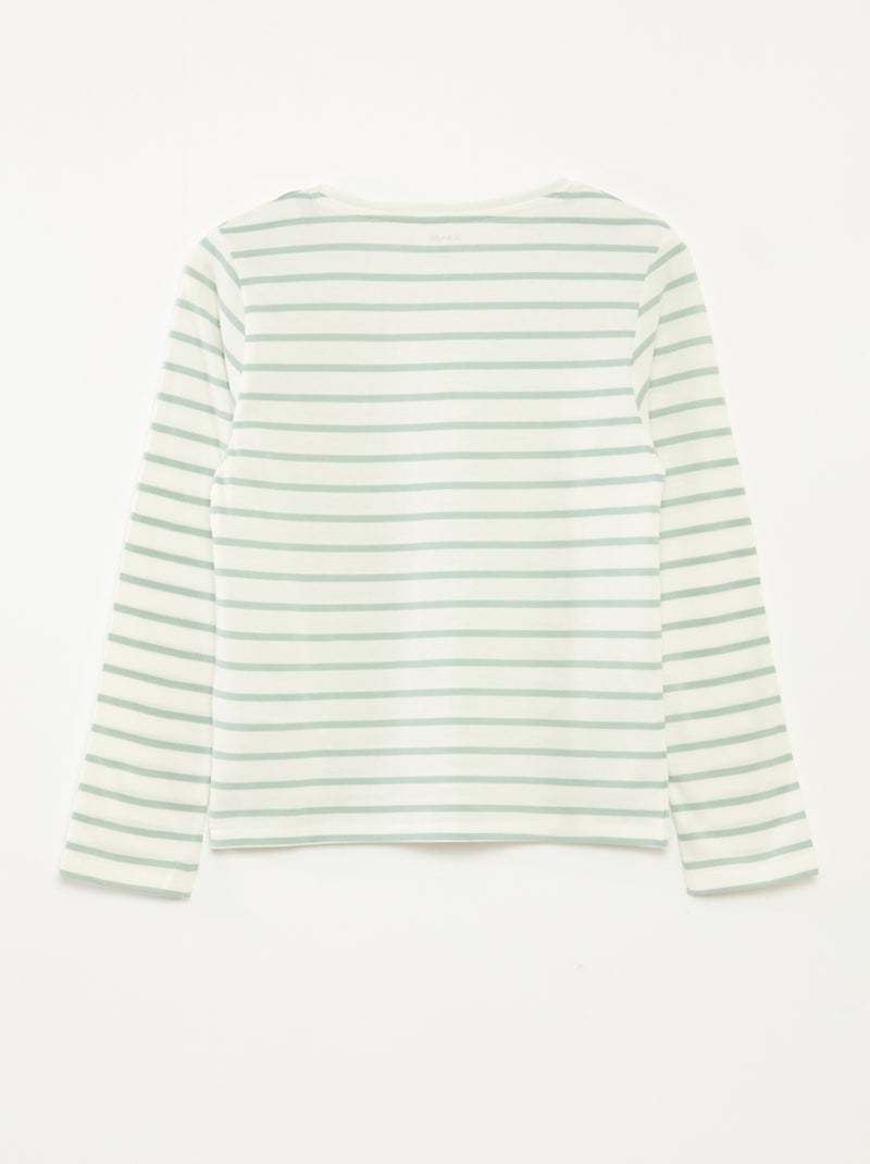 T-shirt a righe maniche lunghe e scollo tondo Verde - Kiabi