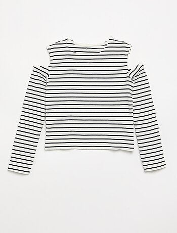 T-shirt a righe senza maniche
