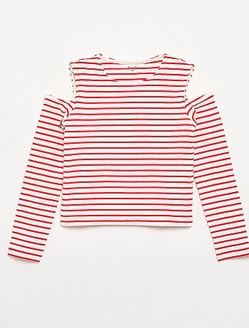 T-shirt a righe senza maniche