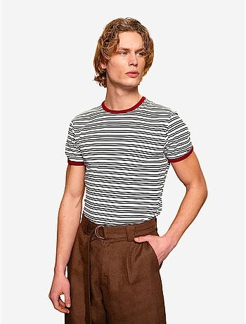 T-shirt a righe slim fit con girocollo giesto