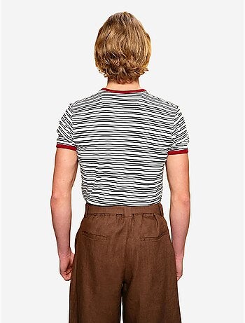 T-shirt a righe slim fit con girocollo giesto