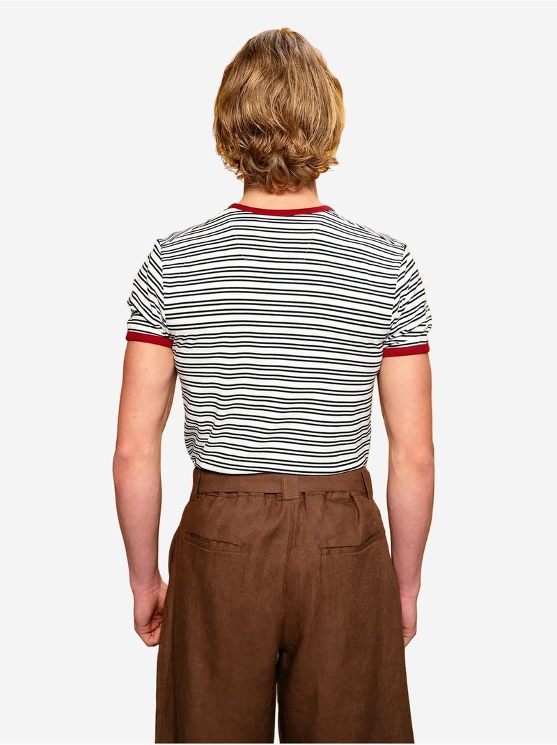 T-shirt a righe slim fit con girocollo giesto Bianco - Kiabi