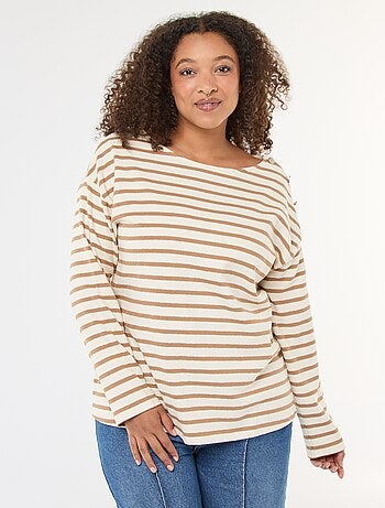 T-shirt a righe stile marinara con scollo a barca