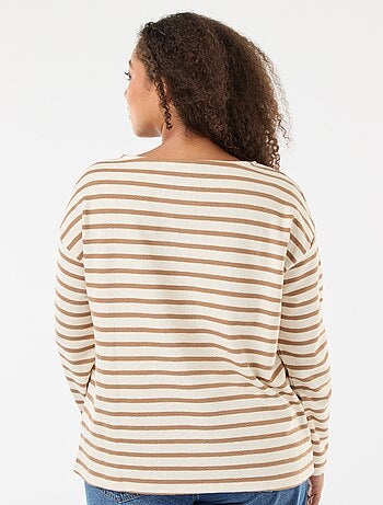 T-shirt a righe stile marinara con scollo a barca