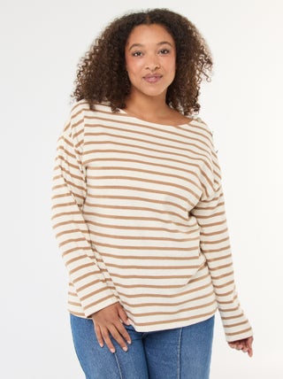 T-shirt a righe stile marinara con scollo a barca