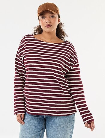 T-shirt a righe stile marinara con scollo a barca