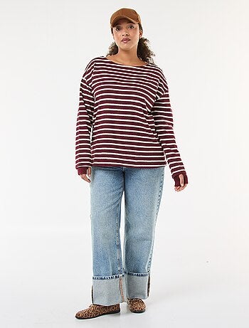 T-shirt a righe stile marinara con scollo a barca