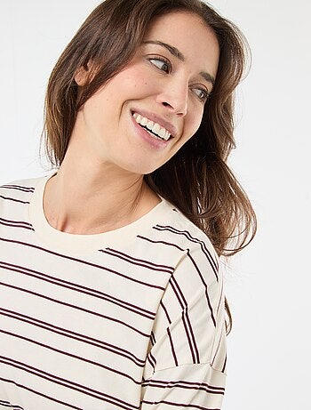 T-shirt a righe tricolore in cotone