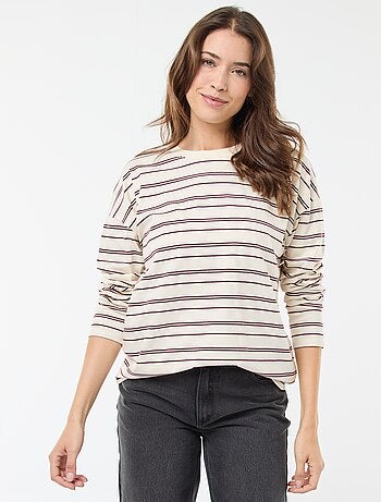 T-shirt a righe tricolore in cotone