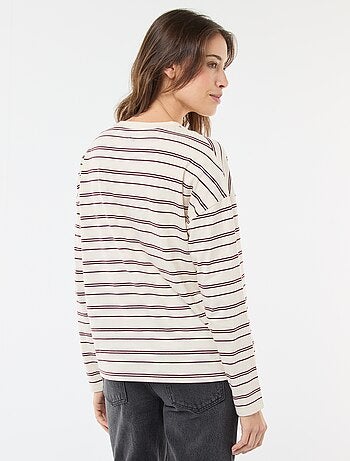 T-shirt a righe tricolore in cotone